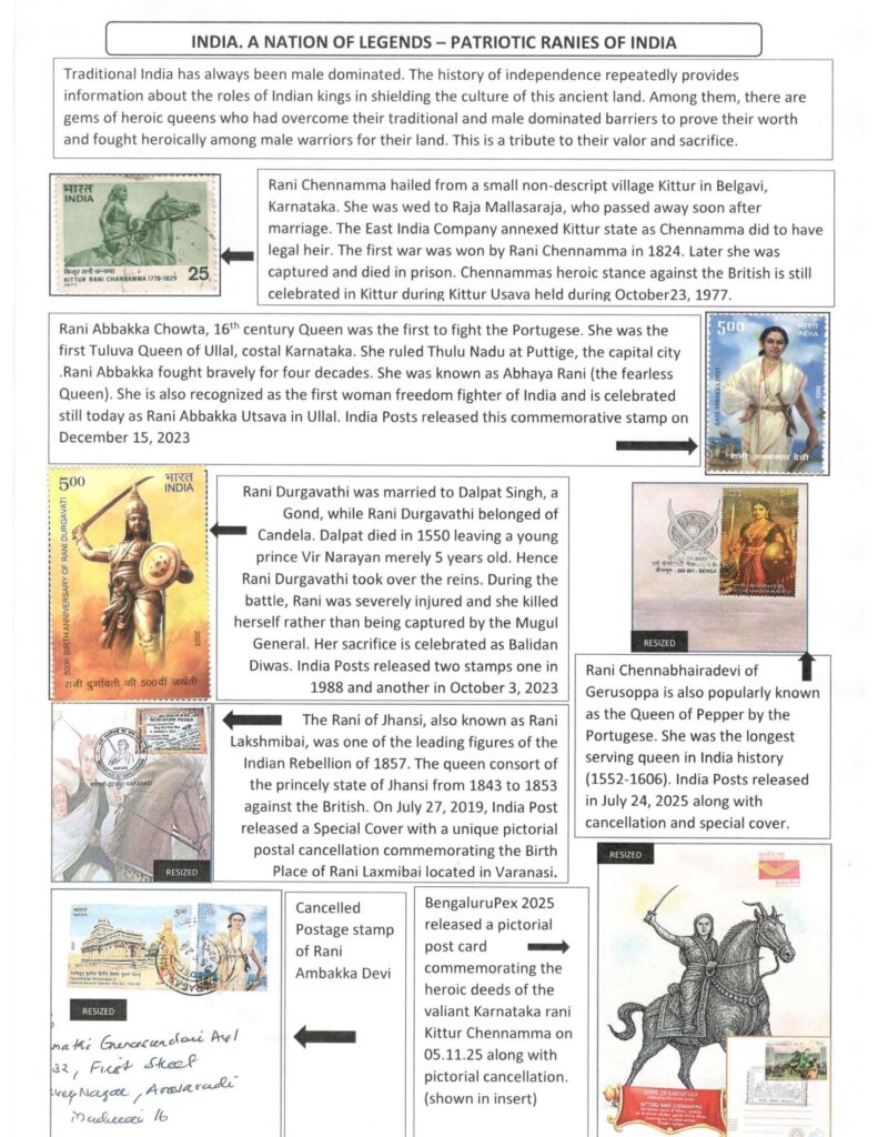 PhilaUtsav 2026 exhibit PUR15: HEROIC RANIES OF INDIA by Sivabal Kulandaivelu