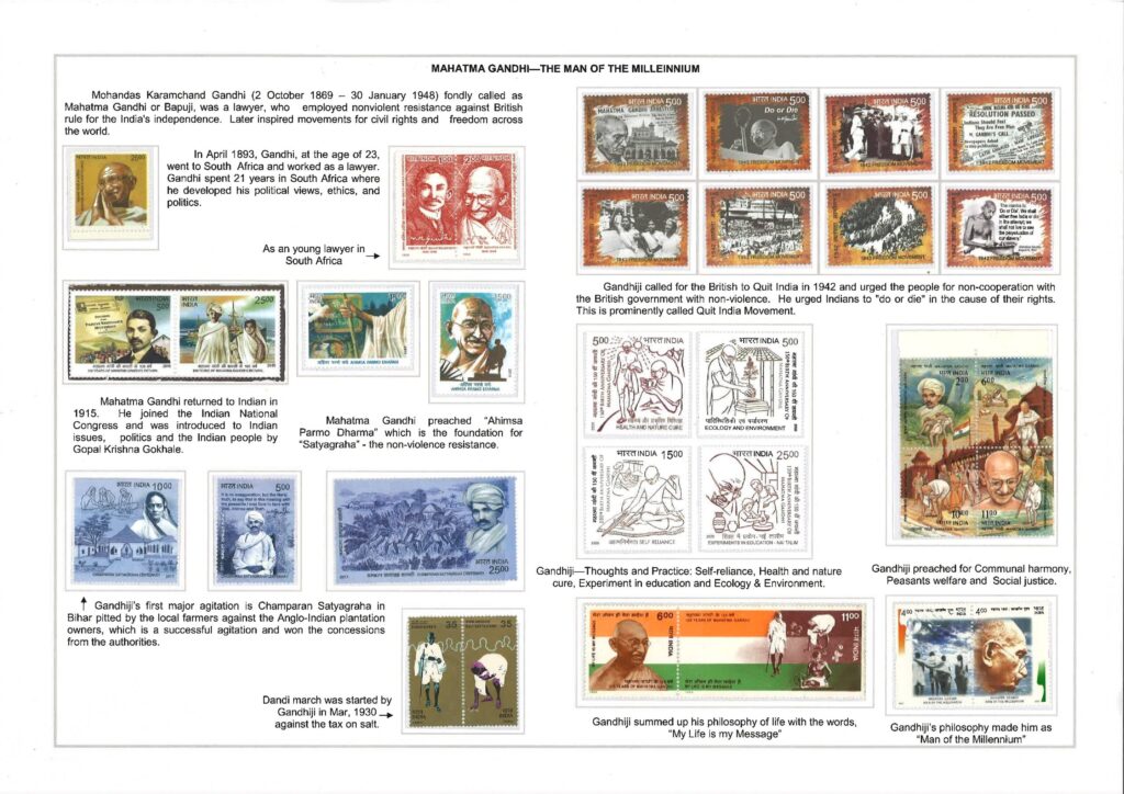 PhilaUtsav 2026 exhibit PUR23: MAHATMA GANDHI—THE MAN OF THE MILLENNIUM by K. V. V. S. Sudhakar