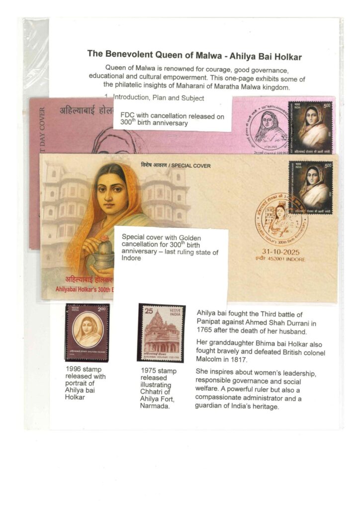 PhilaUtsav 2026 exhibit PUR36: The Benevolent Queen of Malwa - Ahilya Bai Holkar by Ambika Balakrishnan Iyer